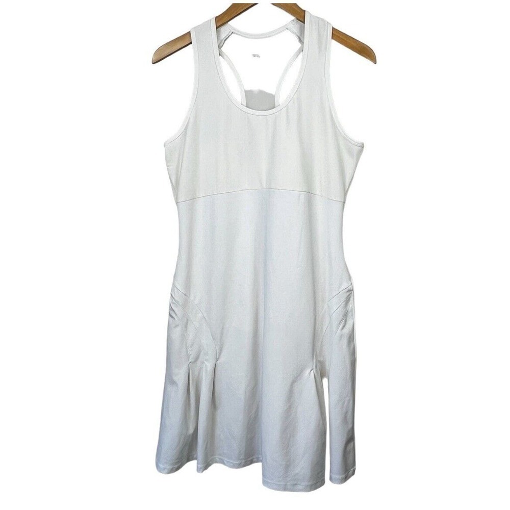 Athleta White Racerback Tennis Dress Size L Large Tall Mesh Compression